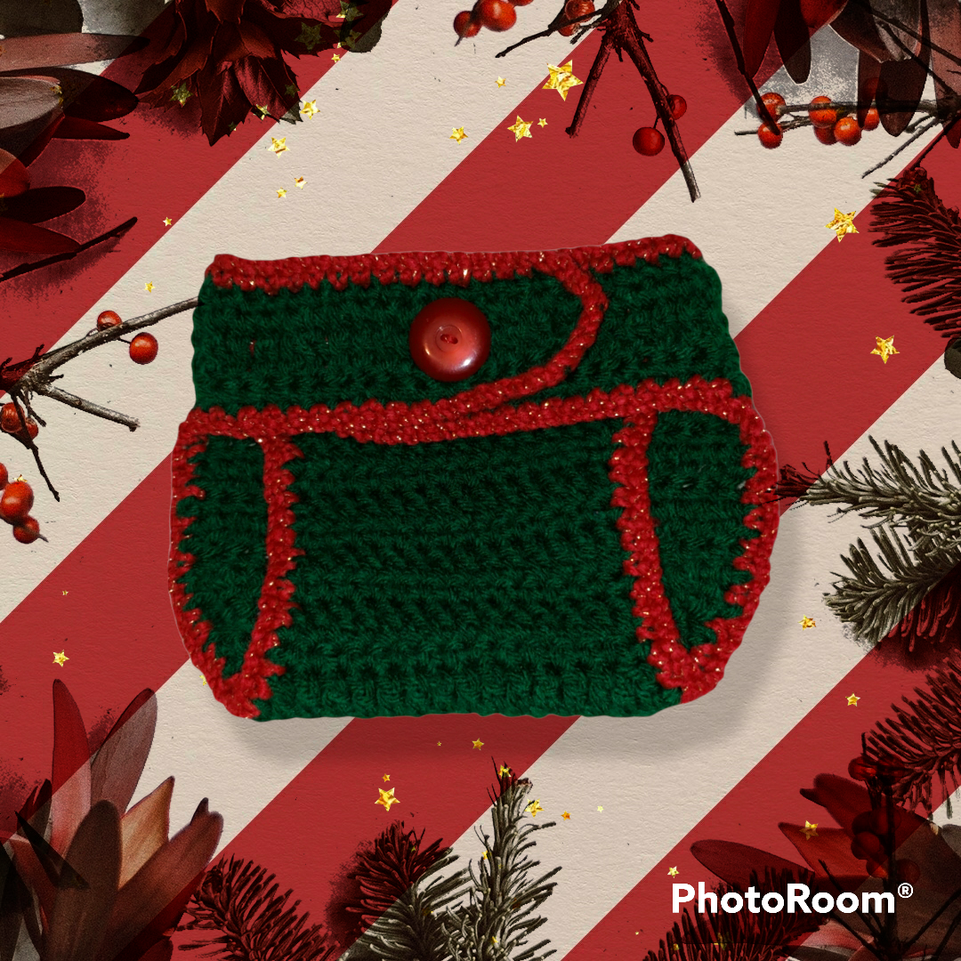 Handmade Crocheted 3 to 6 month Santa hat and diaper cover