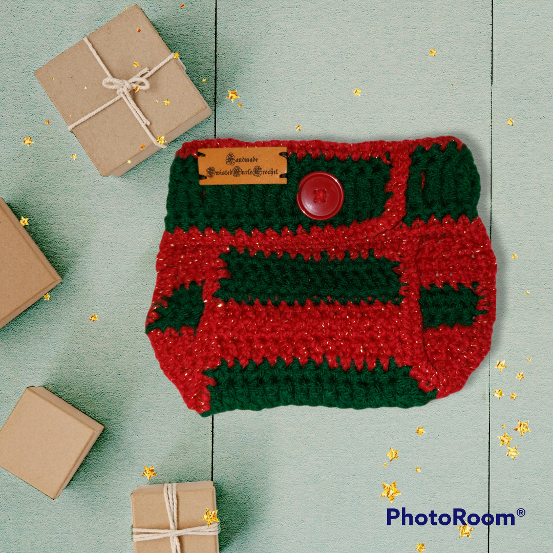 Handmade Crocheted 6 to 9 month Santa hat and diaper cover