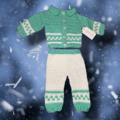 Handmade 0 to 6-month-old baby boy cardigan set