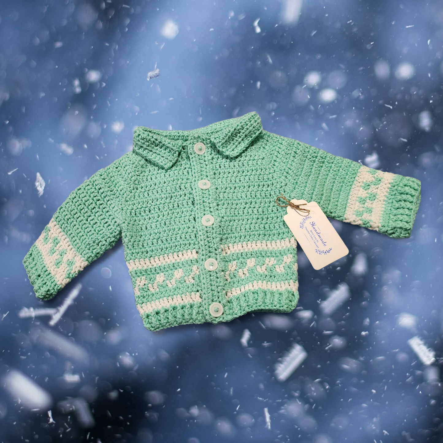 Handmade 0 to 6-month-old baby boy cardigan set