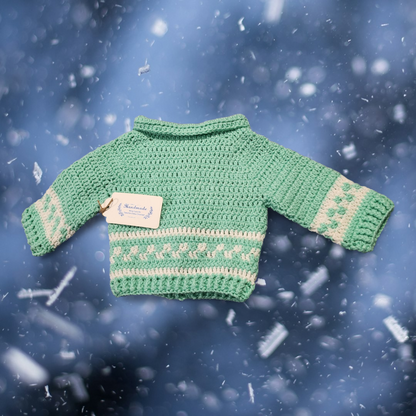 Handmade 0 to 6-month-old baby boy cardigan set