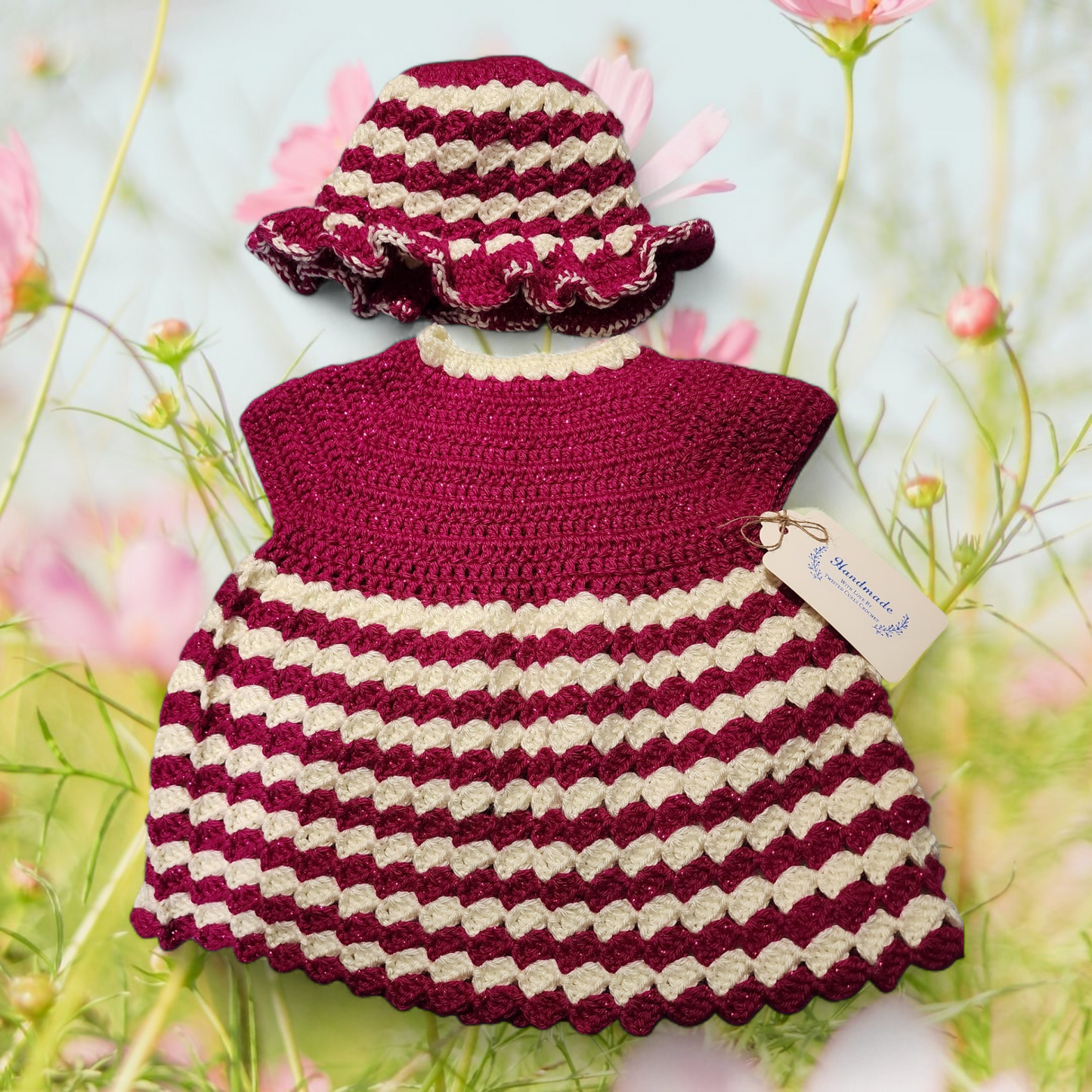 3 month old Baby Girl dress and hat set
