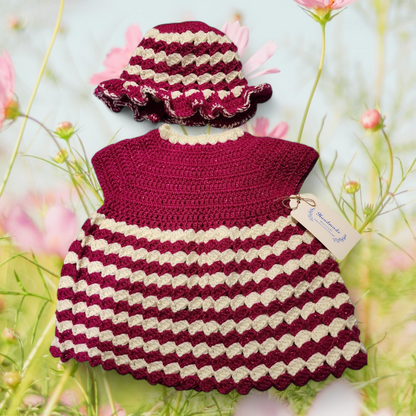 3 month old Baby Girl dress and hat set