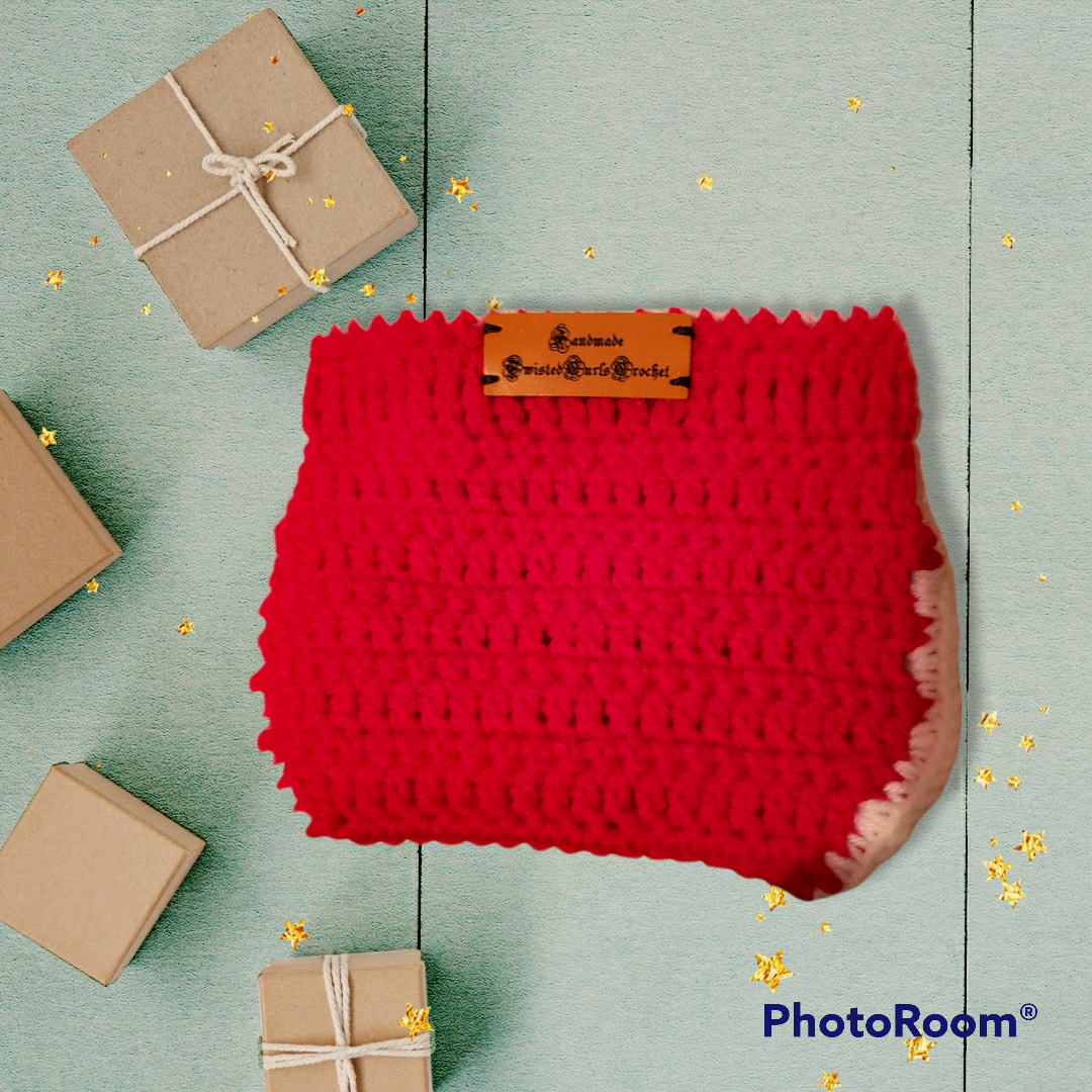 Handmade Crocheted 0 to 3 month Santa hat and diaper cover