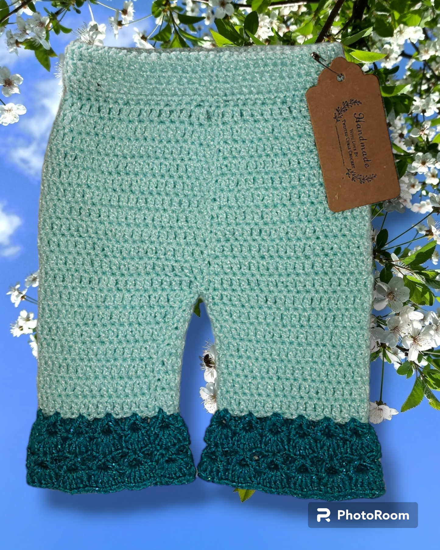 Newborn dress, pants, bonnet and booties hand crocheted