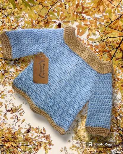 Boys 0 to 3 months hat, cardigan, and pants