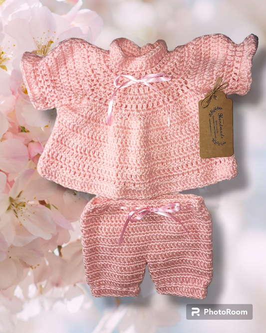 Handmade 0 to 3 month old baby girl dress and shorts
