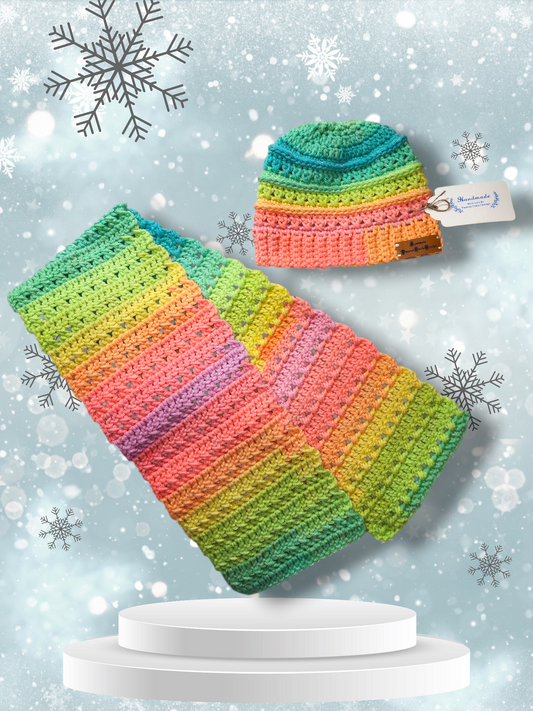 Criss cross hat and scarf set for girl 2 to 4 yrs old