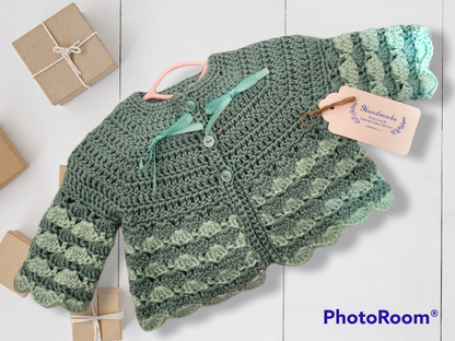 Handmade crocheted 3 to 6 months baby girl set