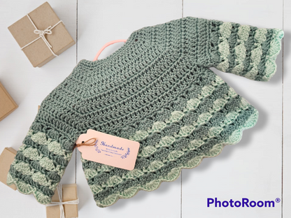 Handmade crocheted 3 to 6 months baby girl set