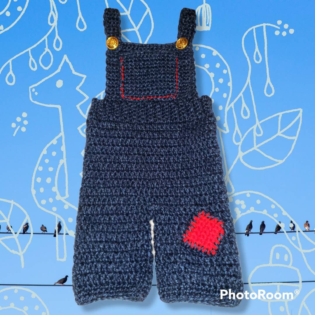 Handmade boy newborn sweater and overall set