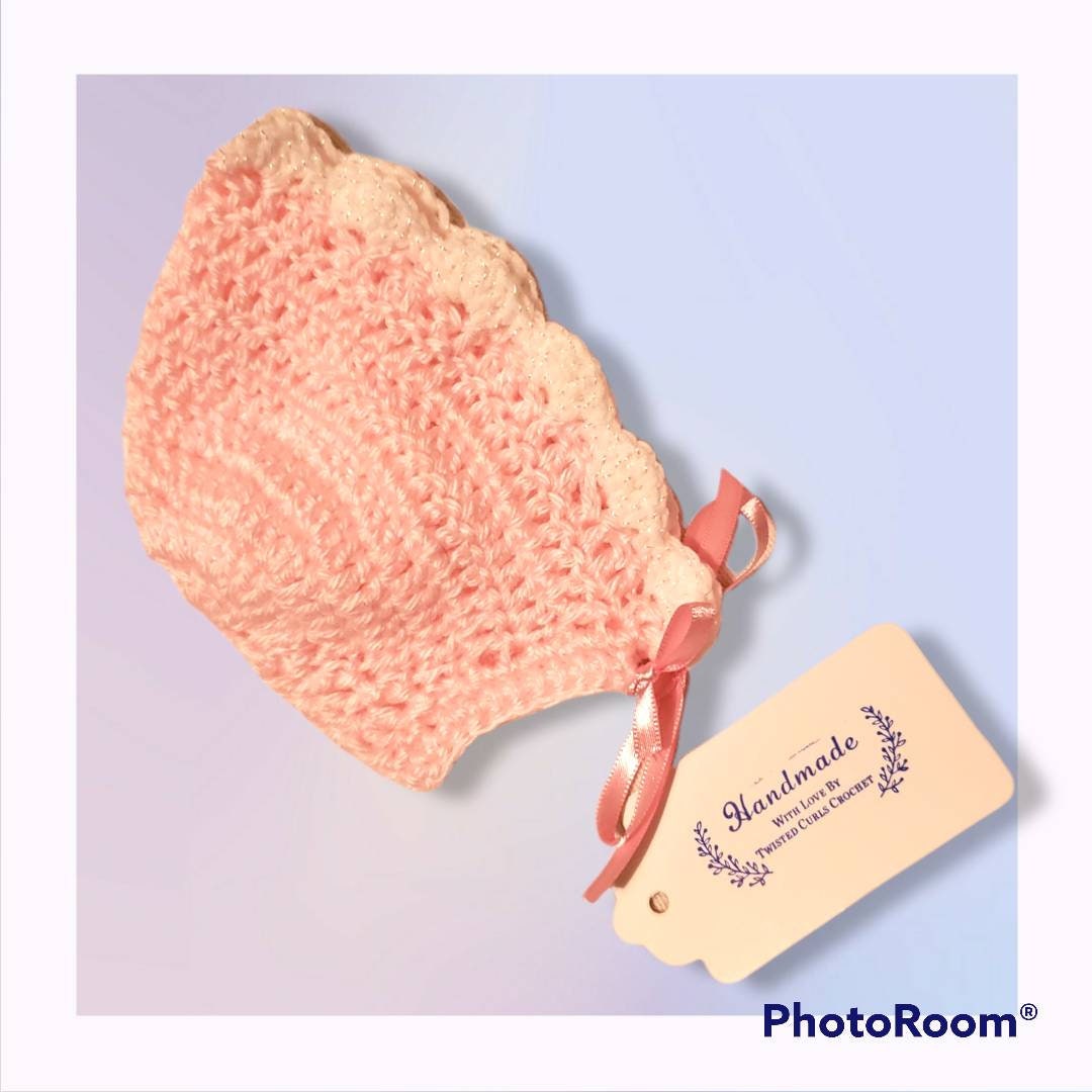 Handmade Crocheted  0 to 3 months baby girl set