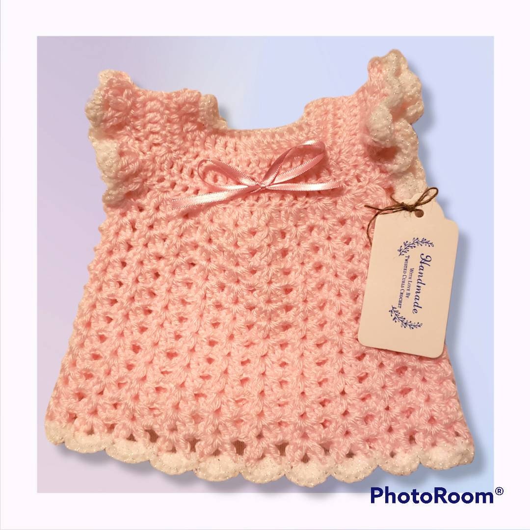 Handmade Crocheted  0 to 3 months baby girl set