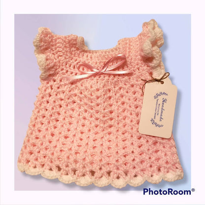 Handmade Crocheted  0 to 3 months baby girl set