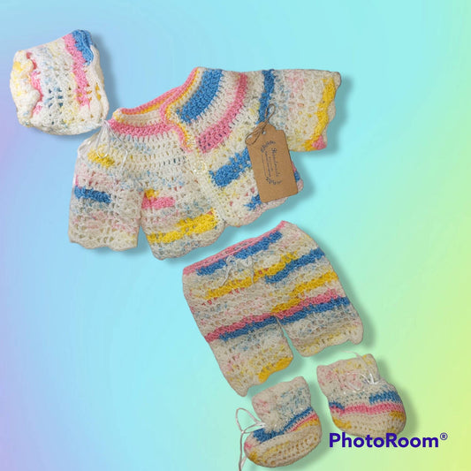 Hand Crocheted newborn baby girl set