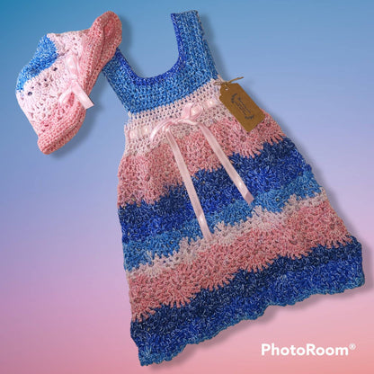 Handmade 2 to 3 yr old dress and sun hat