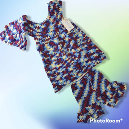 Handmade girls 18 to 24 months old dress with hat and shorts