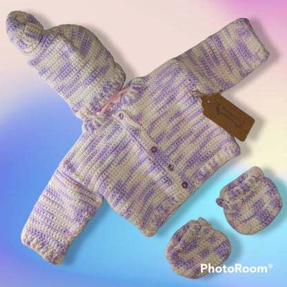 Handmade Crocheted 0 to 3 month old baby girl set