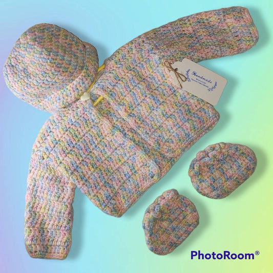 Handmade Crocheted newborn baby girl set