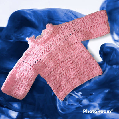 Handmade Crocheted 18 to 24 month baby girl sweater and bonnet