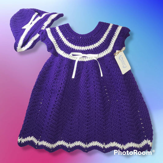 Handmade 12 to 18 month old baby girl dress and hat