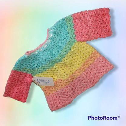Handmade 0 to 6 months baby blanket, sweater, bonnet and booties