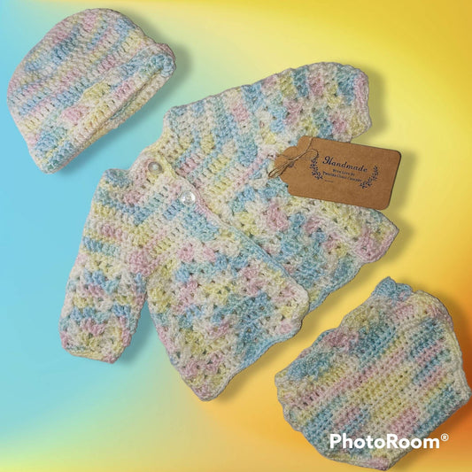 Handmade Crocheted newborn girl baby outfit set