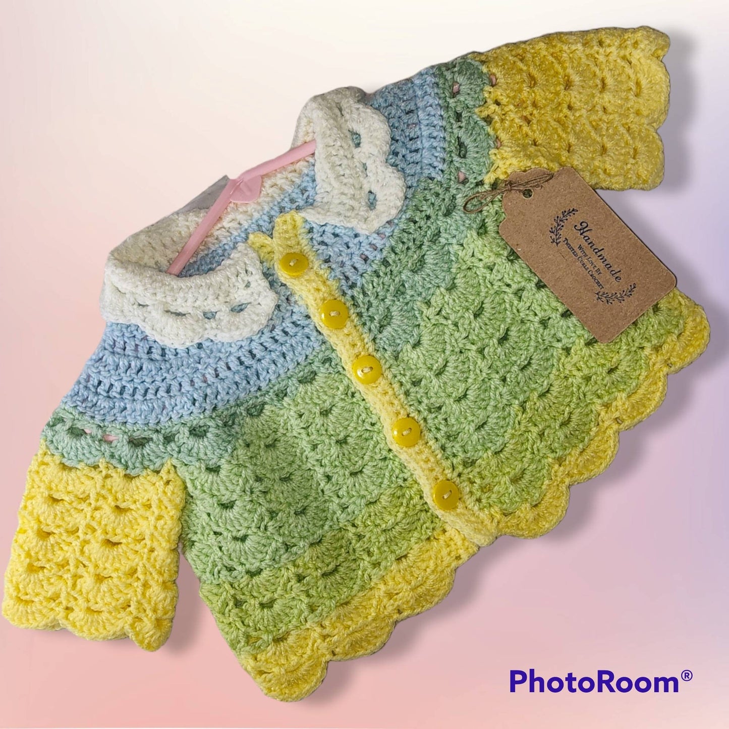 Handmade Crochet 3 to 6 month old baby sweater and pants set