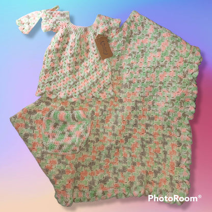 Handmade 0 to 3 months Baby girl set with blanket
