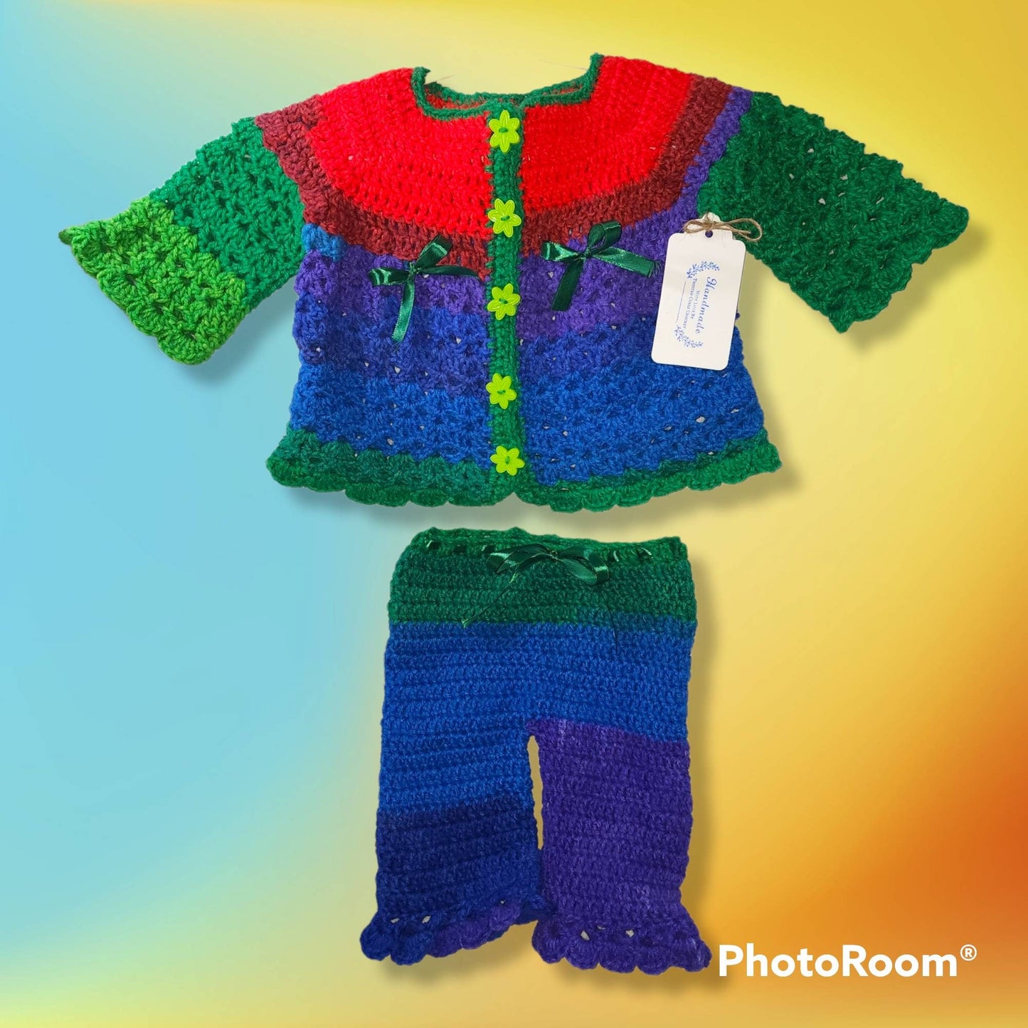 Handmade Crocheted 6 to 9 month old baby girl outfit