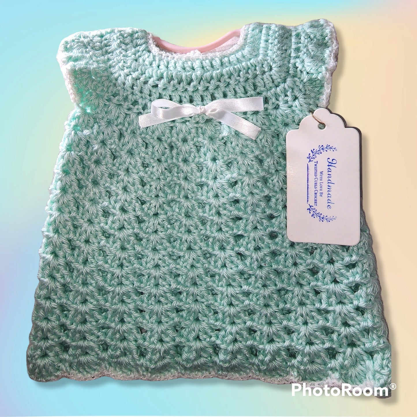 Handmade Crocheted  0 to 3 months baby girl set