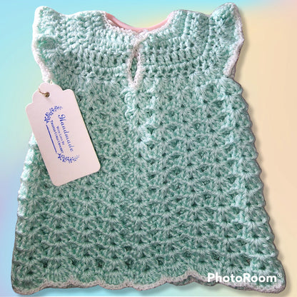 Handmade Crocheted  0 to 3 months baby girl set