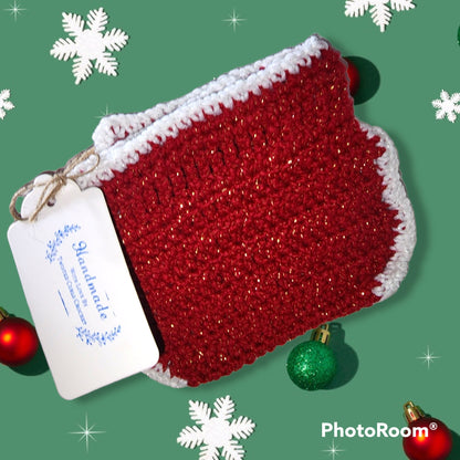 Handmade Crocheted newborn Santa hat and diaper cover