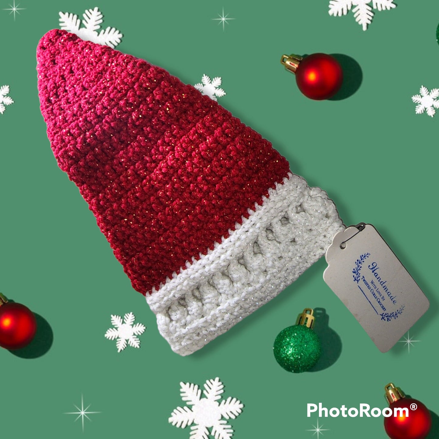 Handmade Crocheted newborn Santa hat and diaper cover