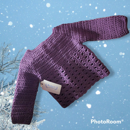 Handmade Crocheted 18 to 24 month baby girl sweater and hat