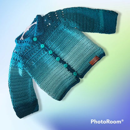 Handmade Crocheted 18 to 24 month baby boy sweater and hat