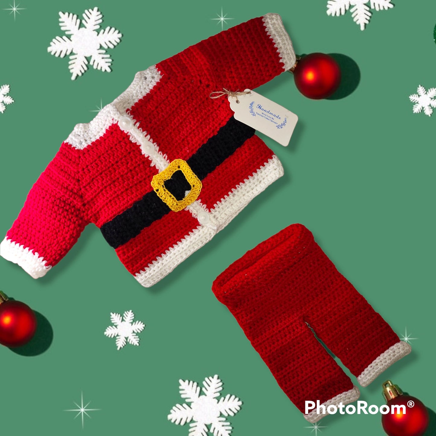 Handmade 3 to 6 months  baby Santa suit
