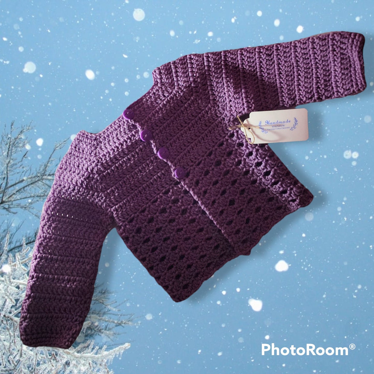 Handmade Crocheted 18 to 24 month baby girl sweater and hat